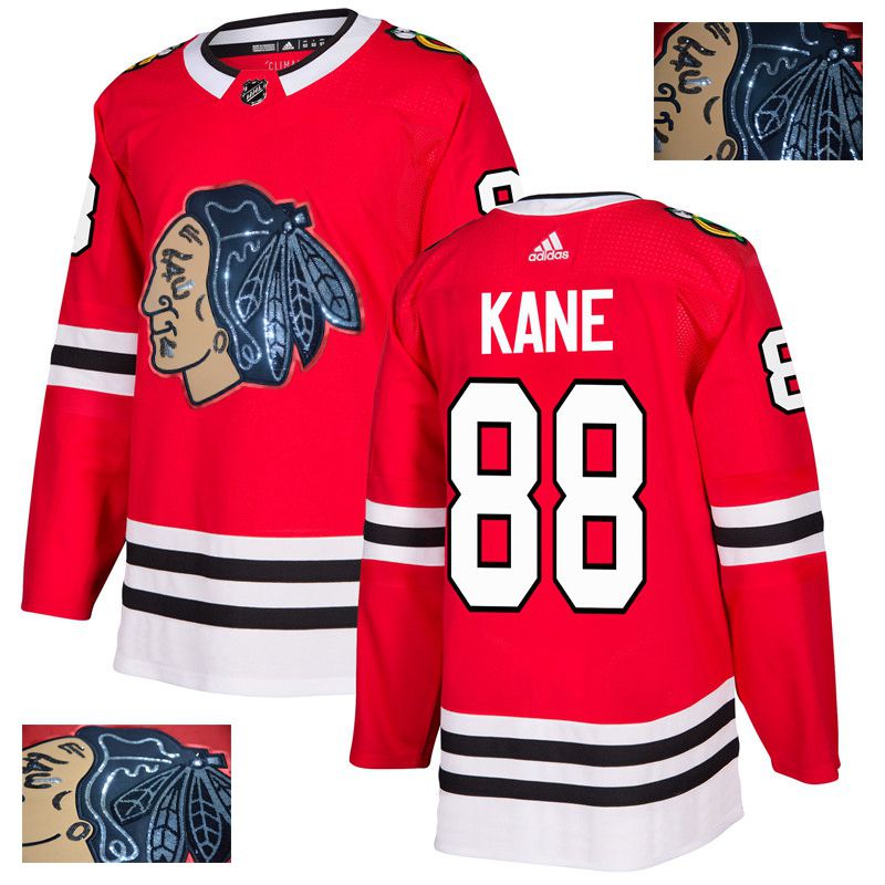 Men Chicago Blackhawks #88 Kane Red Gold embroidery Adidas NHL Jerseys->cleveland cavaliers->NBA Jersey
